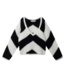 10DAYS Trui soft v-neck sweater stripe ecru/black