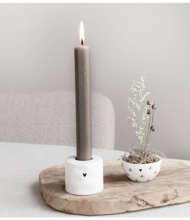 Kklup Home Selection Kaarsenhouder Candleholder Round White with heart 5.2 X  4.5 CM