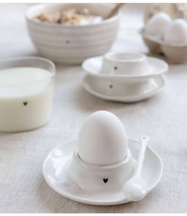 Kklup Home Selection Eierdopjes Egg Serving Cup White natural shape/bl  heart11x3cm