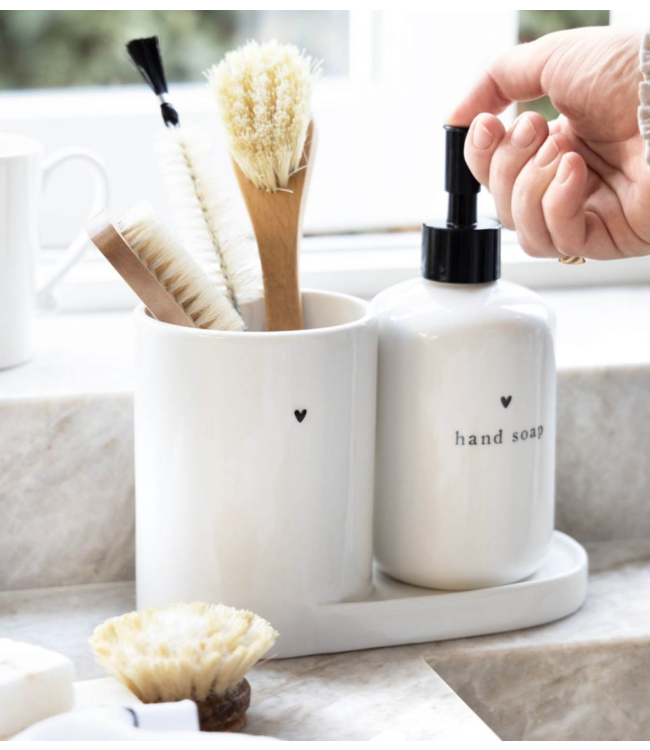 Kklup Home Selection Zeephouder Holder White with Black Heart  19 x 9,5 x13 cm