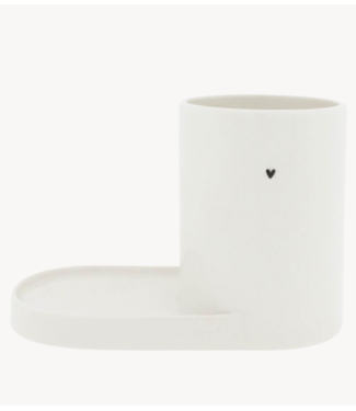 Kklup Home Selection Zeephouder Holder White with Black Heart  19 x 9,5 x13 cm