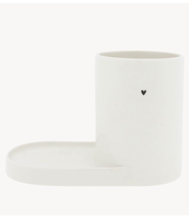 Kklup Home Selection Zeephouder Holder White with Black Heart  19 x 9,5 x13 cm