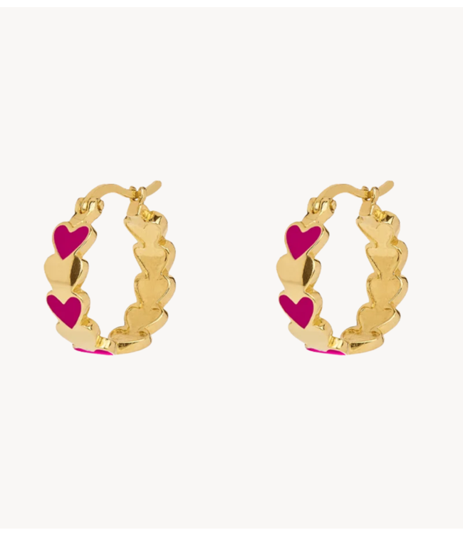 Anna+Nina Oorbellen Small beloved Mauve hoop earrings