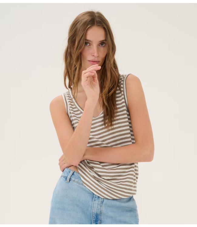 My Essential Wardrobe Top LisaMW Striped Top Major Brown Strip