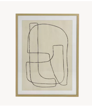 LIÑA - canvas ingelijst met glas - L 63 x W 3 x H 83 cm - zwart/wit