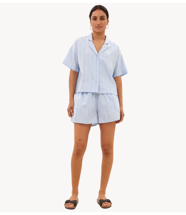 BY-BAR Broek isa stripe chambray shorts light blue stripe