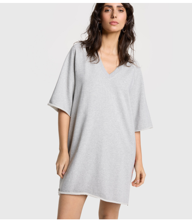 Alix The Label Jurk Ladies knitted sweat dress soft grey melange