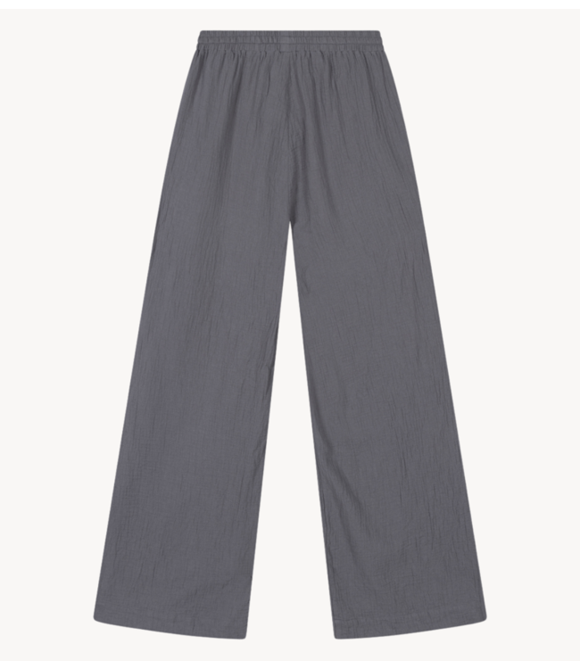 Alix The Label Broek Ladies woven crinkle wide leg pants mid grey