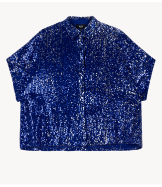 Alix The Label Top ladies woven sequins top cobalt
