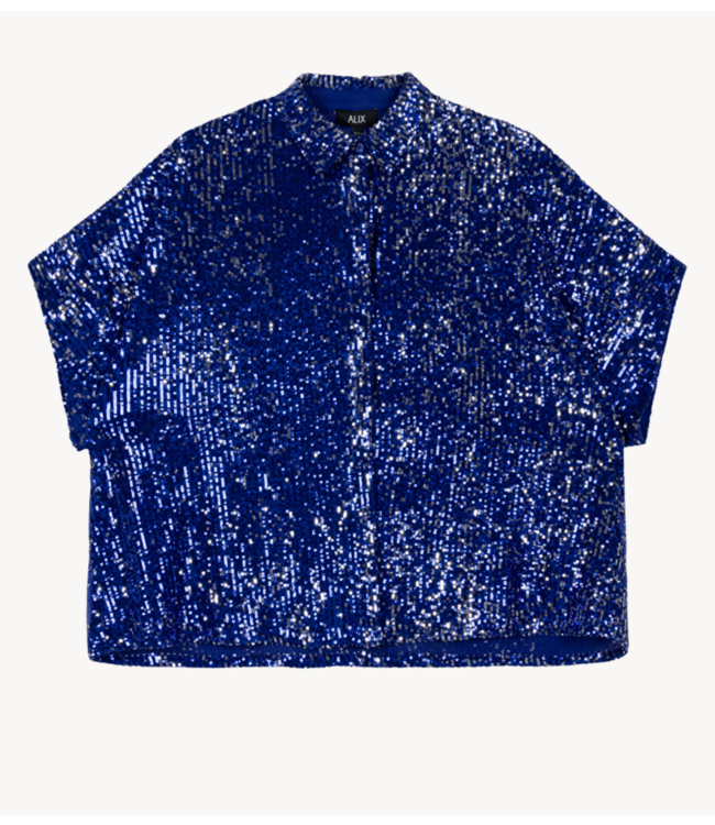 Alix The Label Top ladies woven sequins top cobalt
