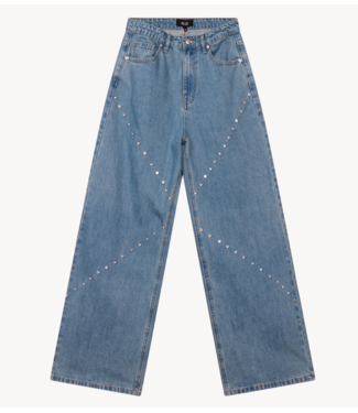 Alix The Label Broek Ladies knitted embellished denim pants denim blue
