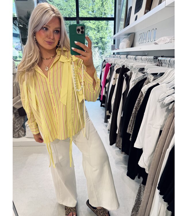 GUUS Blouse streep strik geel