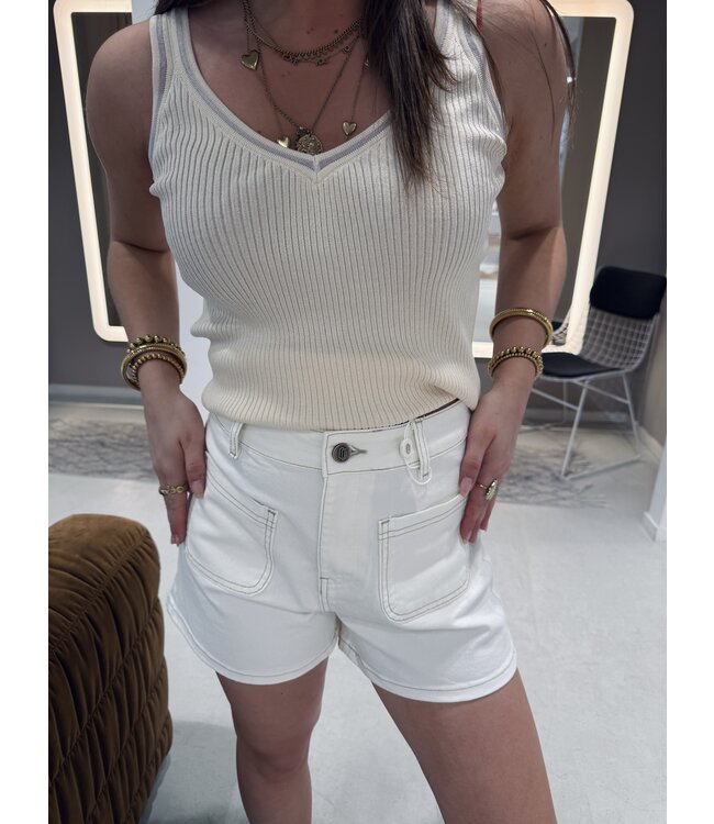 GUUS Broek Short denim zakje ecru