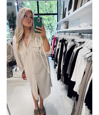 GUUS Jurk blouse jurk streep beige