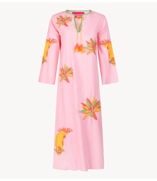 Jurk Rosa dress yellow lillies embroidery