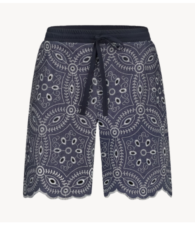 Studio Anneloes Broek Noralie broderie shorts dark blue/off white