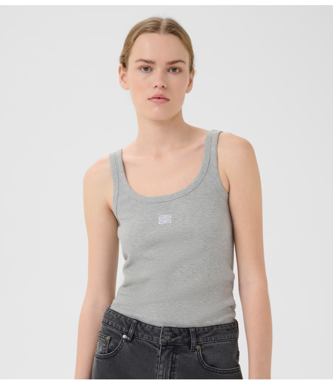 Gestuz Top GZdrew mel logo top grey melange