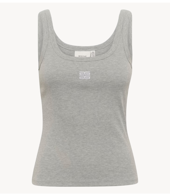 Gestuz Top GZdrew mel logo top grey melange