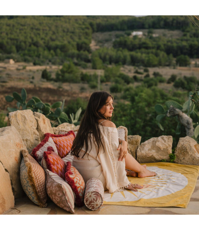 Palais Kussen Outdoor Double Sided Cushion Jackie Rose & Ecru x Mako Rose & Olive (50x30)