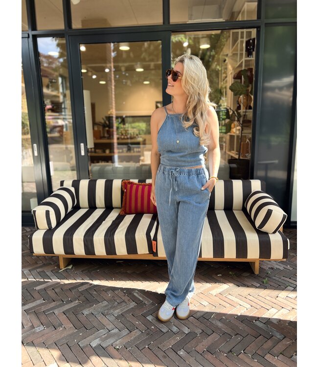 Samsøe Samsøe Broek SAHOYSA TROUSERS 15645 Denim Blue