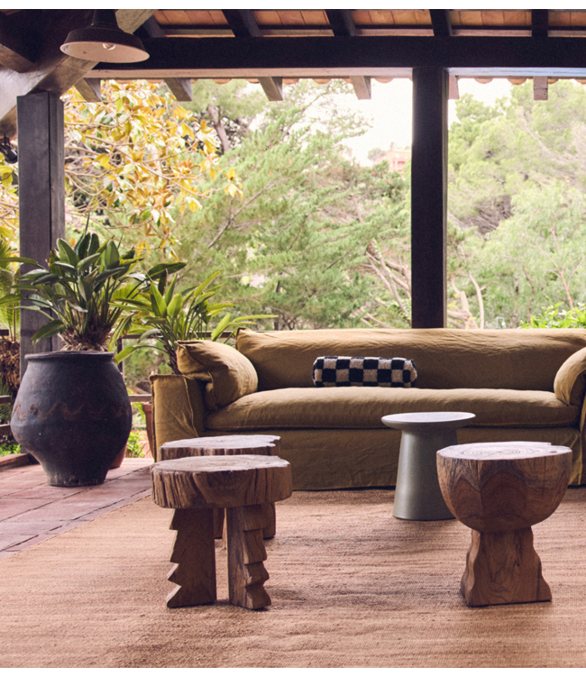 HKLIVING Bijzettafel Carved wooden stool