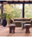 HKLIVING Bijzettafel Carved wooden stool