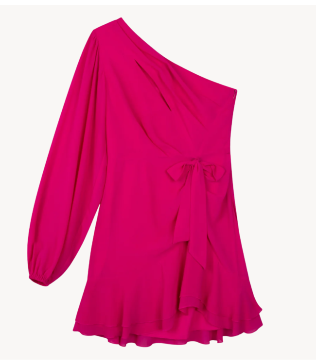 Refined Department Jurk ladies woven one shoulder dress GEORGINA pink