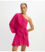 Refined Department Jurk ladies woven one shoulder dress GEORGINA pink