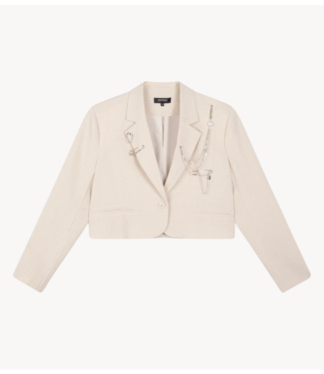 Refined Department Blazer ladies woven cropped blazer NIV check