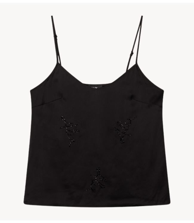 Alix The Label Top ladies woven satin beaded camisole black