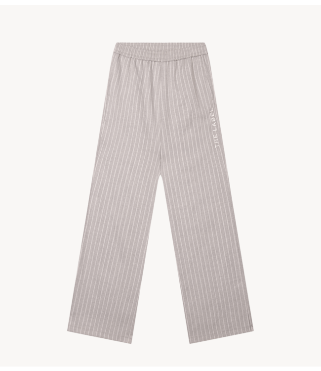 Alix The Label Broek ladies woven pinstripe pants light grey melange
