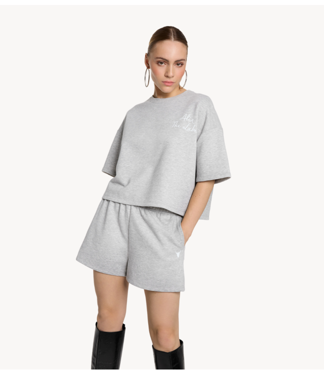 Alix The Label Ladies knitted sweat shorts light grey melange