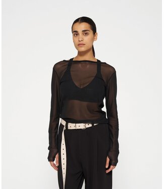 10DAYS Top mesh tee glitter black