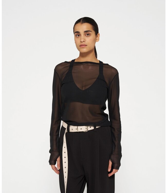 10DAYS Top mesh tee glitter black