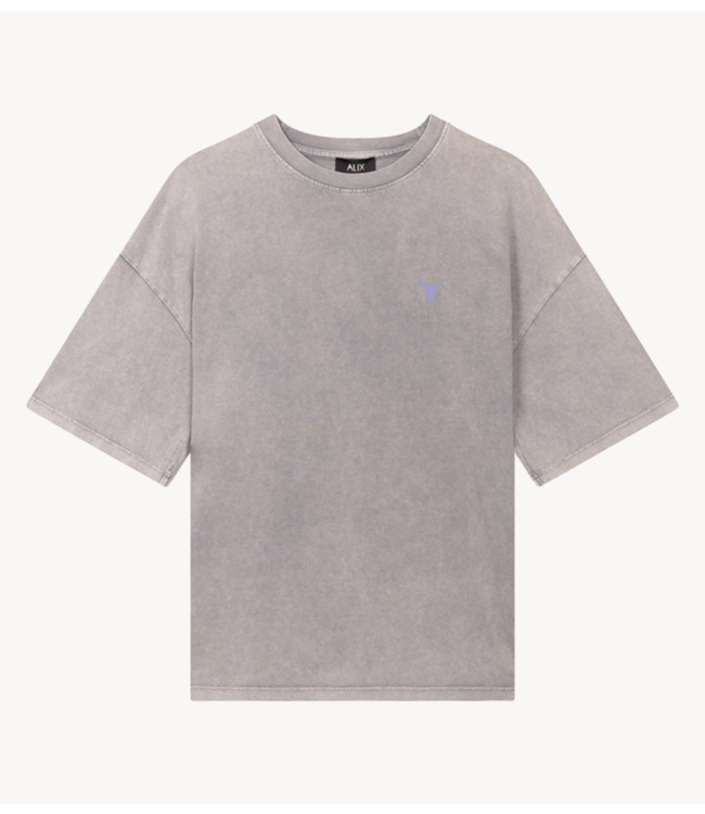 Alix The Label T-shirt ladies knitted print t-shirt mid grey