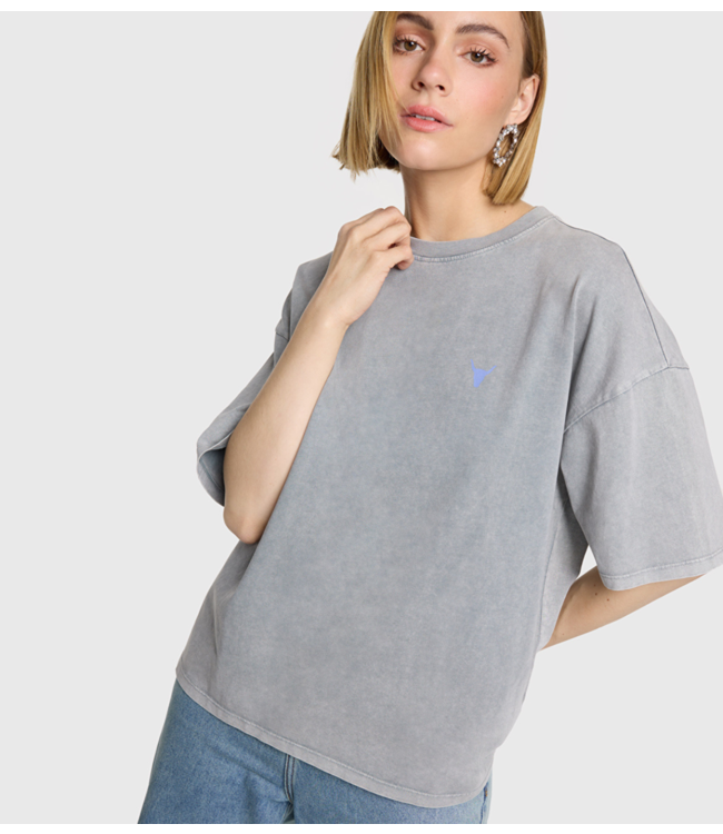 Alix The Label T-shirt ladies knitted print t-shirt mid grey