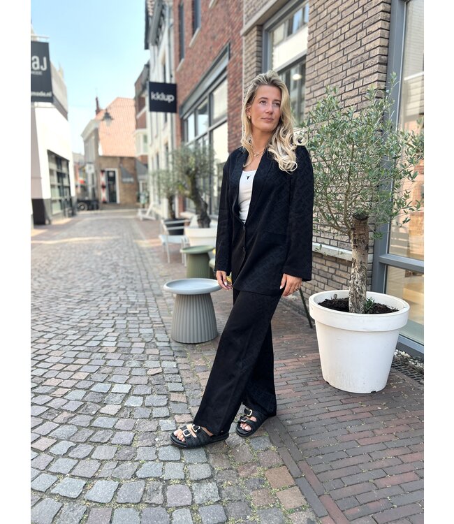 Alix The Label Broek ladies woven jacquard pants black