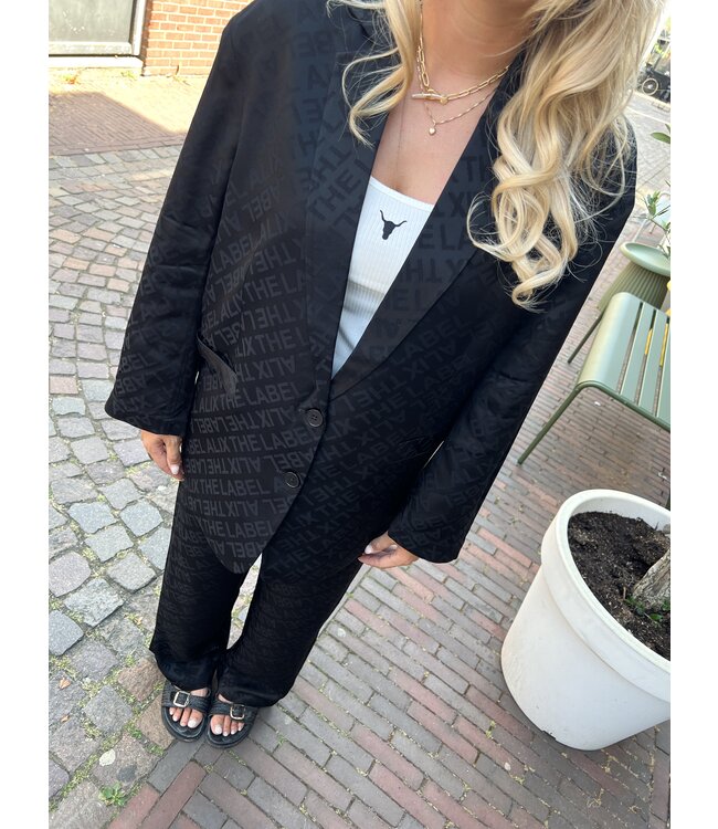 Alix The Label Broek ladies woven jacquard pants black