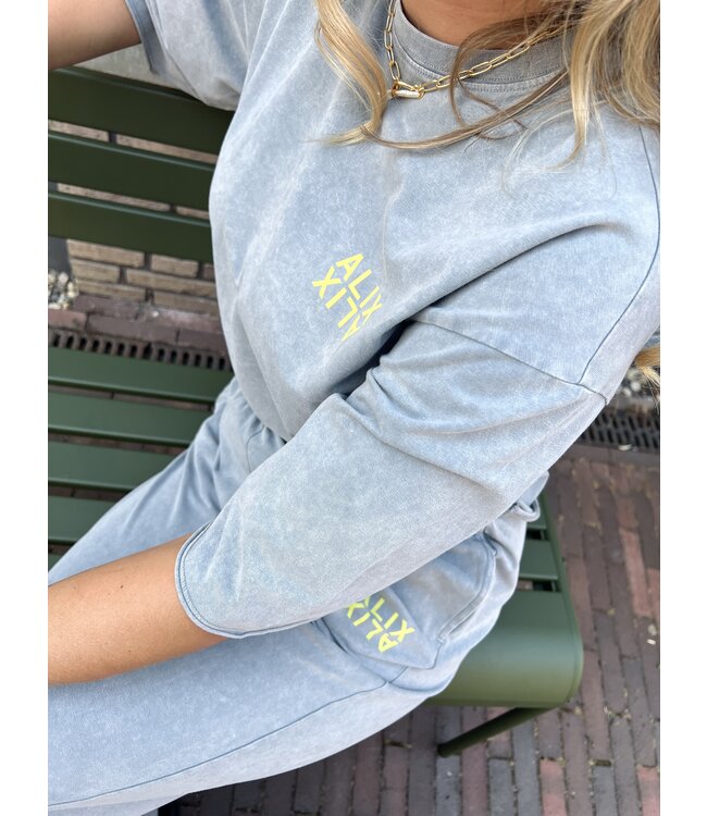 Alix The Label Broek ladies knitted wide leg pants mid grey