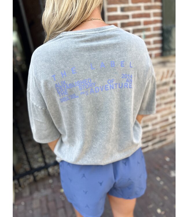 Alix The Label T-shirt ladies knitted print t-shirt mid grey