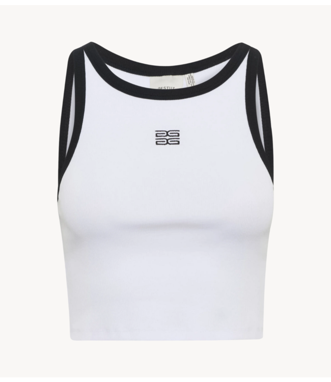 Gestuz Top GZdrew contrast logo crop top bright white