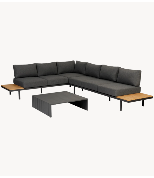 Woood exclusive Loungeset Bari loungeset aluminium polywood donkergrijs