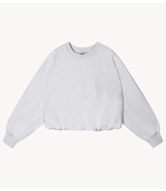 10DAYS Trui pleated sweater back stamp white grey melee