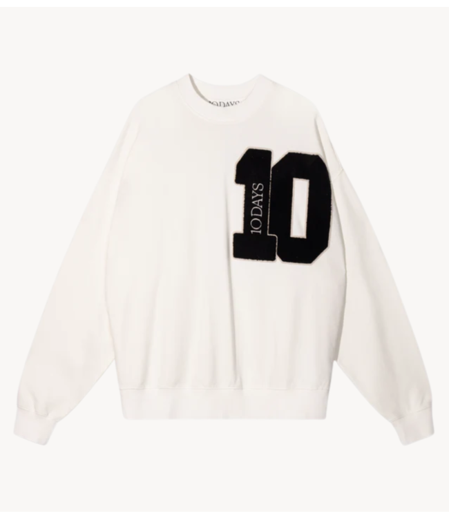 10DAYS Trui baseball sweater 10 ecru