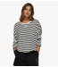 10DAYS Top loose long sleeve tee modal stripes ecru/black