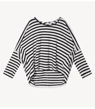 10DAYS Top loose long sleeve tee modal stripes ecru/black