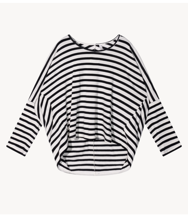 10DAYS Top loose long sleeve tee modal stripes ecru/black