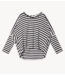 10DAYS Top loose long sleeve tee modal stripes ecru/black