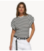 10DAYS Top strong shoulder tee modal stripes ecru/black