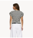 10DAYS Top strong shoulder tee modal stripes ecru/black